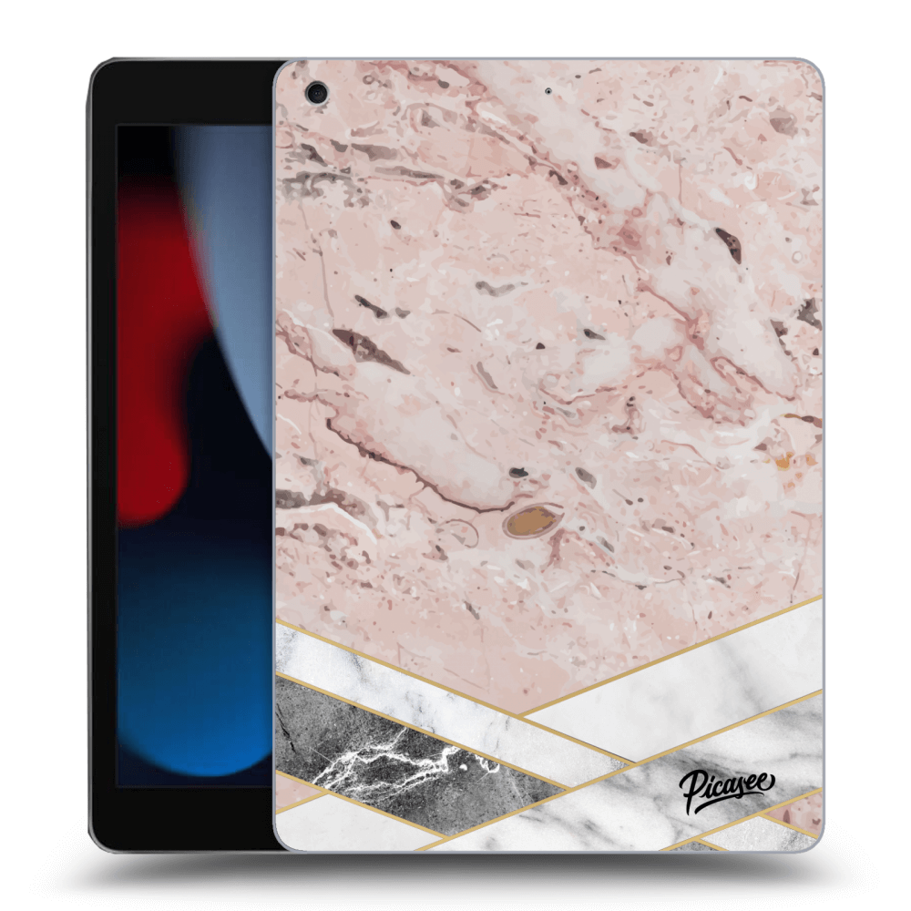 Picasee silikonowe czarne etui na Apple iPad 10.2" 2021 (9. gen) - Pink geometry