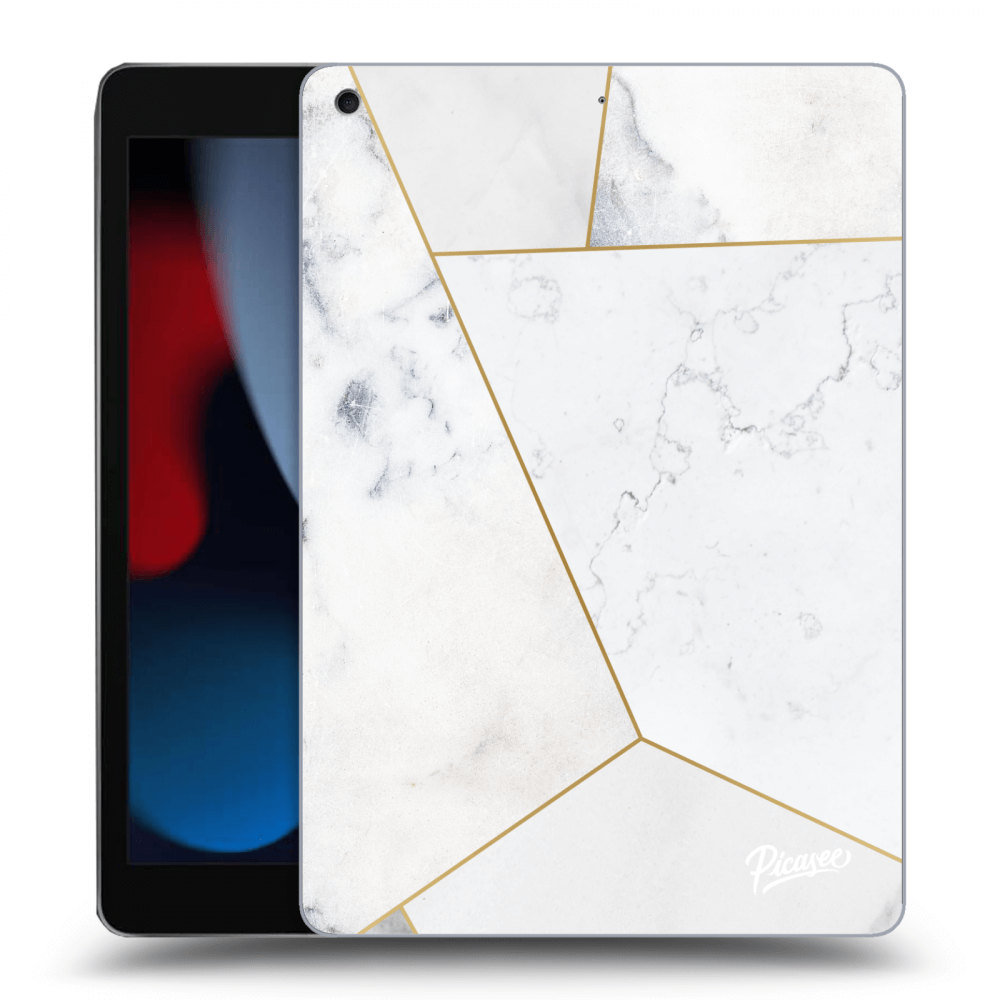 Picasee silikonowe przeźroczyste etui na Apple iPad 10.2" 2021 (9. gen) - White tile