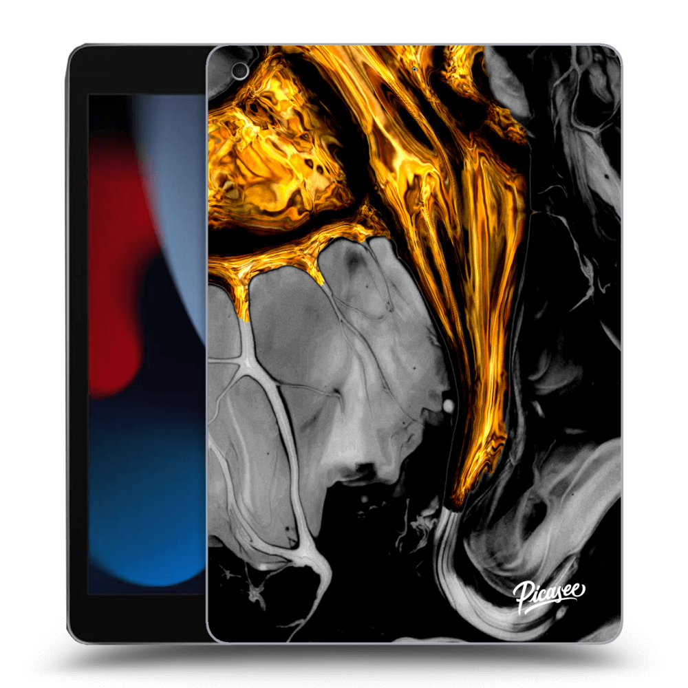 Picasee silikonowe przeźroczyste etui na Apple iPad 10.2" 2021 (9. gen) - Black Gold