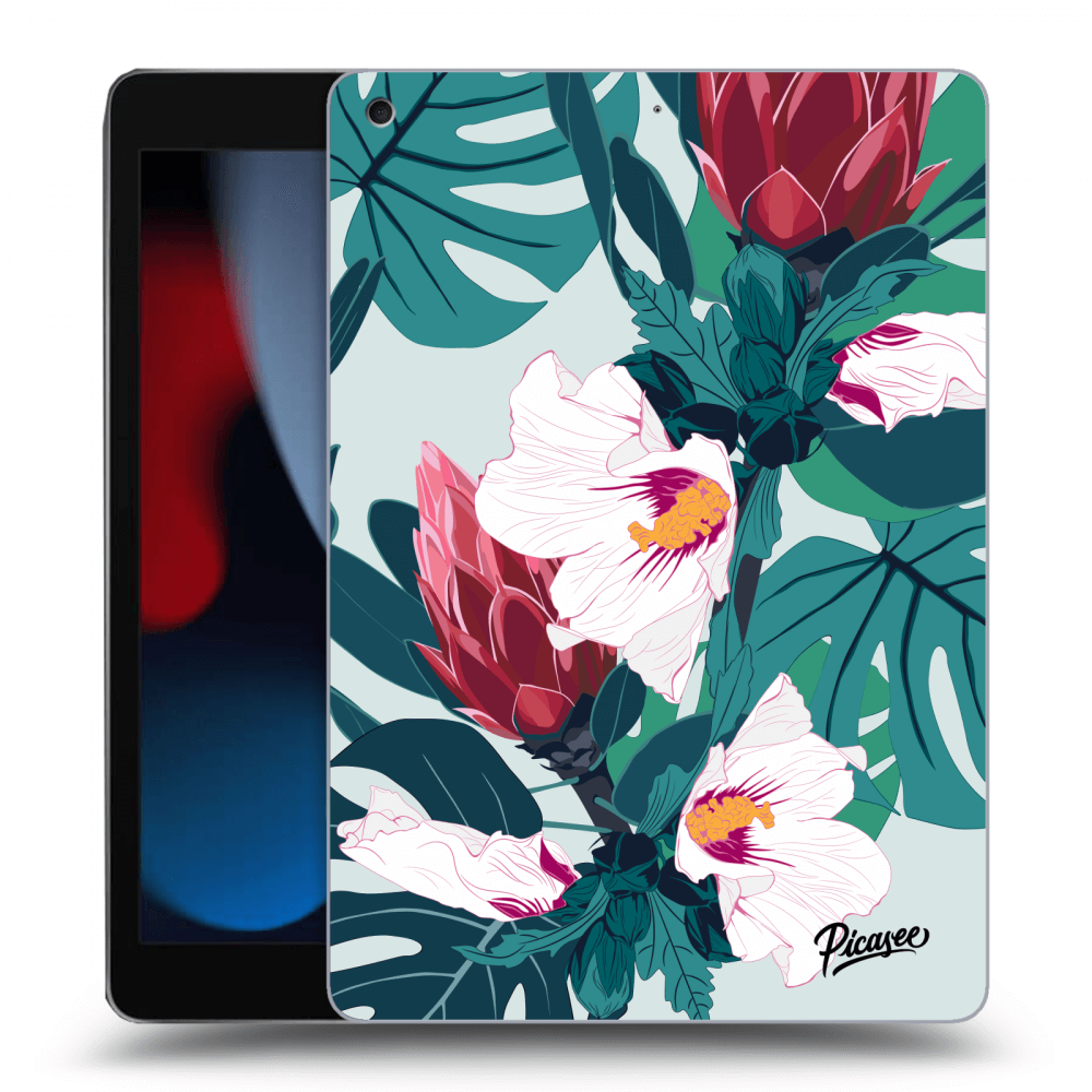 Picasee silikonowe czarne etui na Apple iPad 10.2" 2021 (9. gen) - Rhododendron