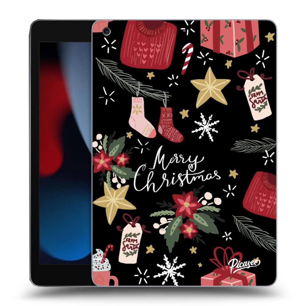 Picasee silikonowe czarne etui na Apple iPad 10.2" 2021 (9. gen) - Christmas