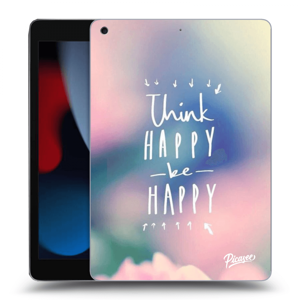 Picasee silikonowe czarne etui na Apple iPad 10.2" 2021 (9. gen) - Think happy be happy