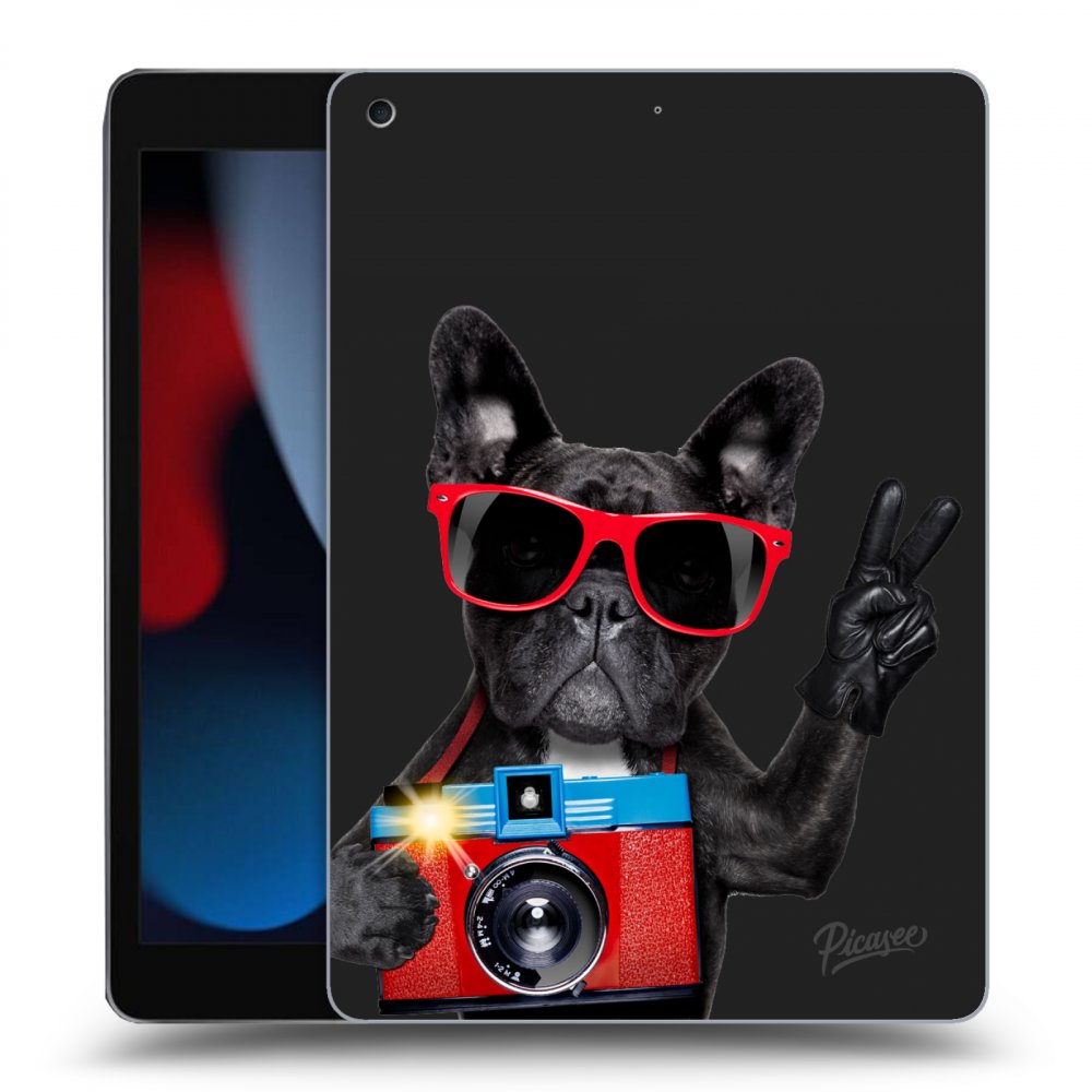 Picasee silikonowe czarne etui na Apple iPad 10.2" 2021 (9. gen) - French Bulldog