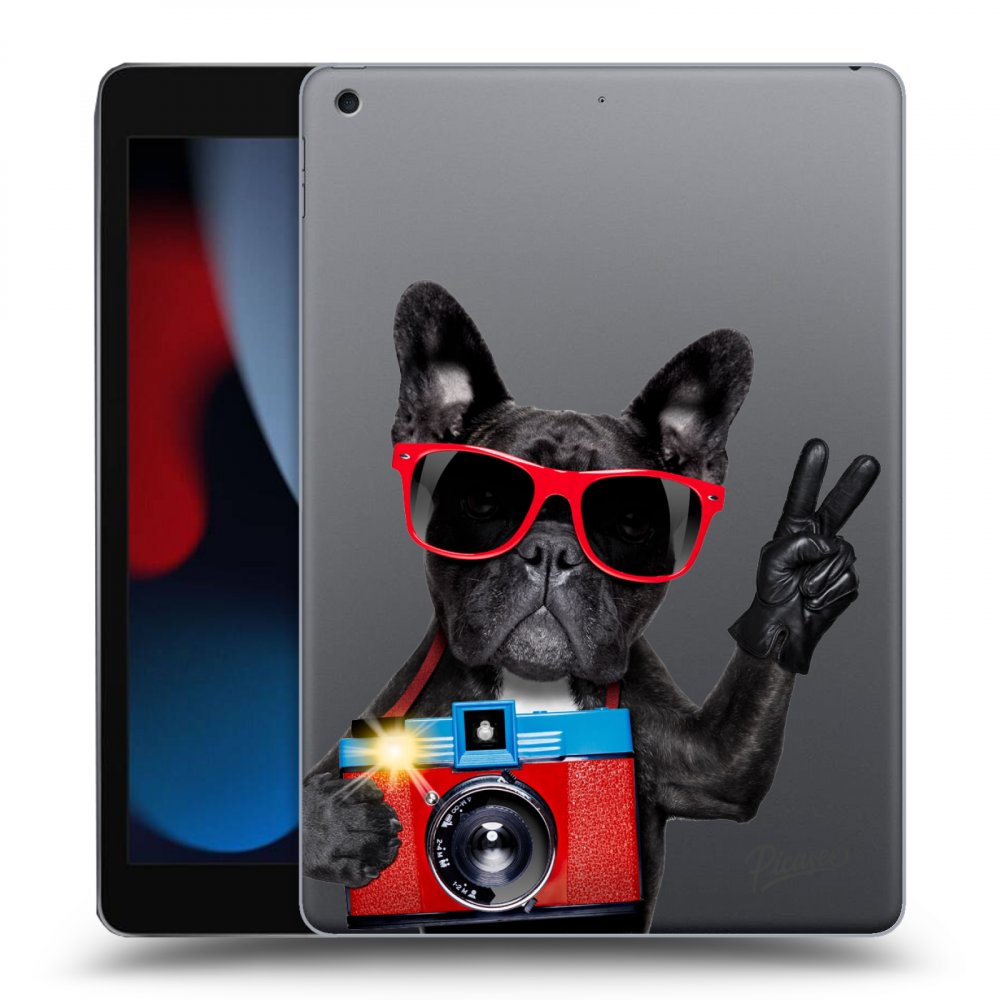 Picasee silikonowe przeźroczyste etui na Apple iPad 10.2" 2021 (9. gen) - French Bulldog