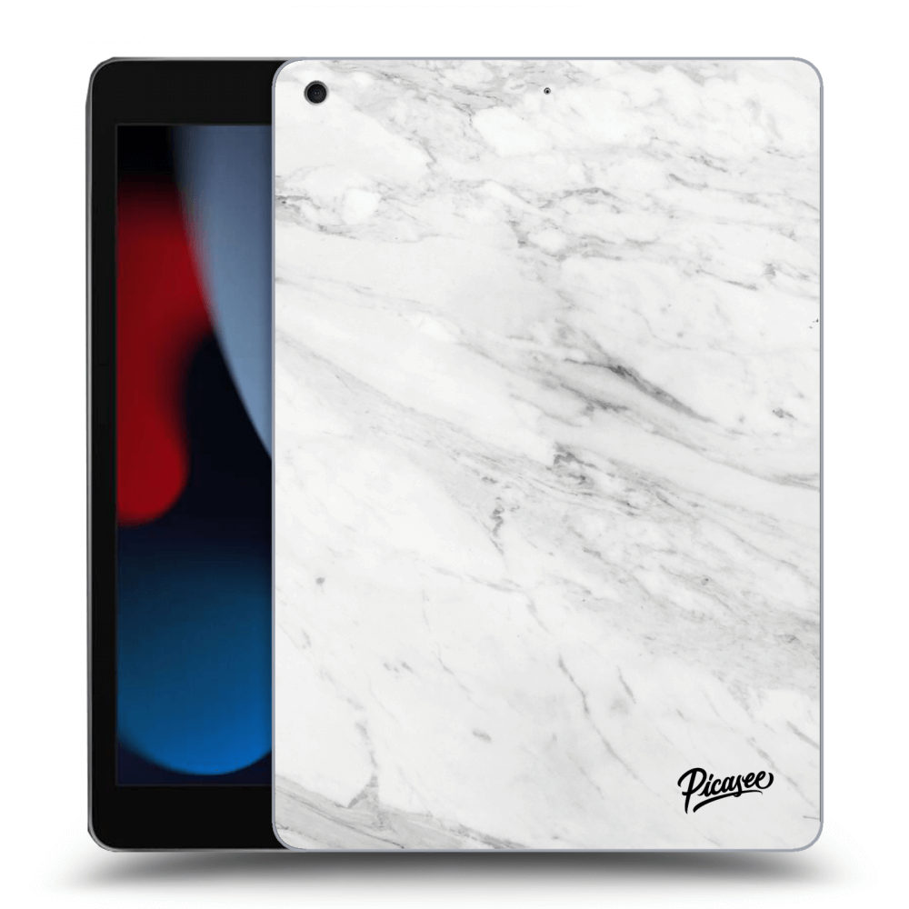 Picasee silikonowe czarne etui na Apple iPad 10.2" 2021 (9. gen) - White marble