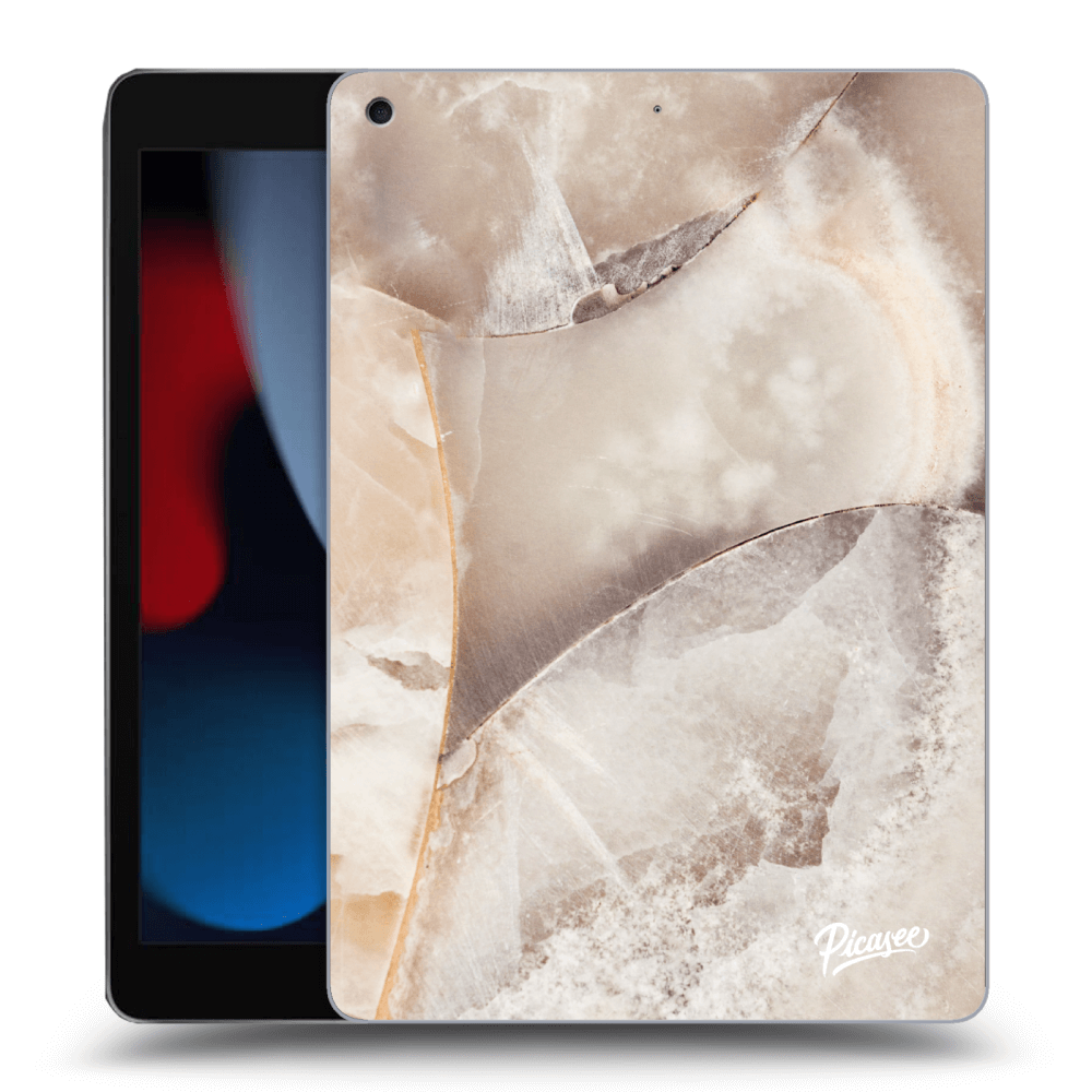 Picasee silikonowe czarne etui na Apple iPad 10.2" 2021 (9. gen) - Cream marble