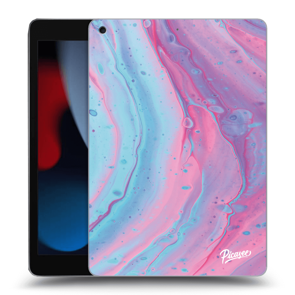 Picasee silikonowe czarne etui na Apple iPad 10.2" 2021 (9. gen) - Pink liquid