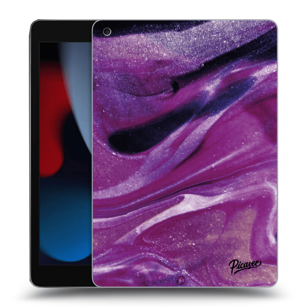 Picasee silikonowe czarne etui na Apple iPad 10.2" 2021 (9. gen) - Purple glitter
