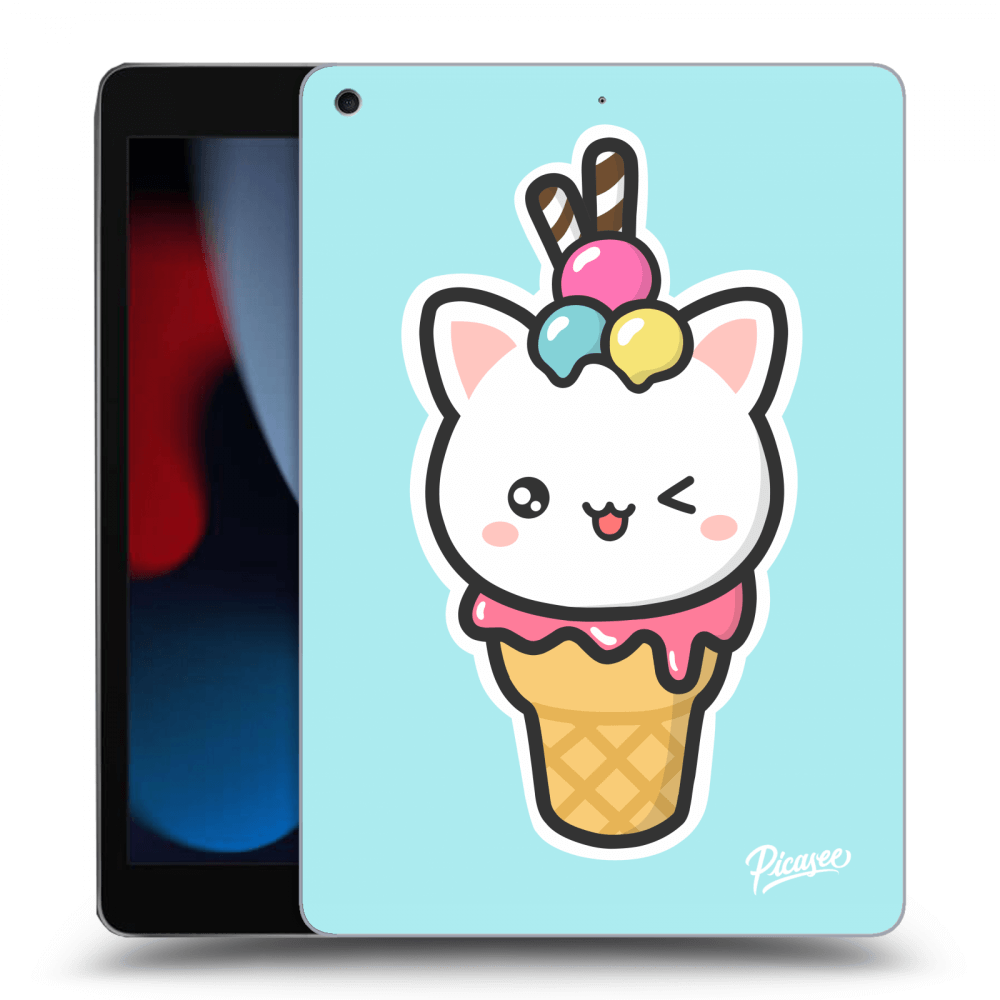 Picasee silikonowe przeźroczyste etui na Apple iPad 10.2" 2021 (9. gen) - Ice Cream Cat