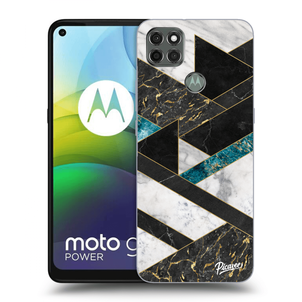 Picasee silikonowe czarne etui na Motorola Moto G9 Power - Dark geometry