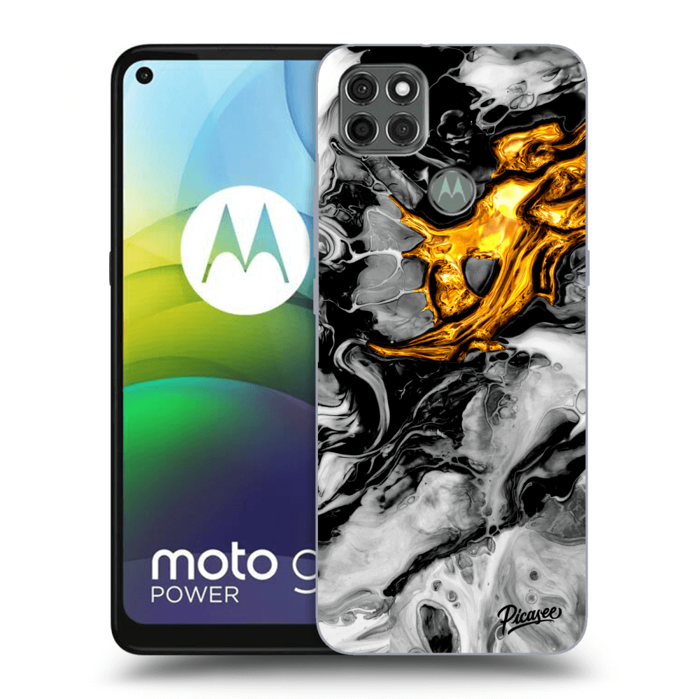Picasee silikonowe czarne etui na Motorola Moto G9 Power - Black Gold 2