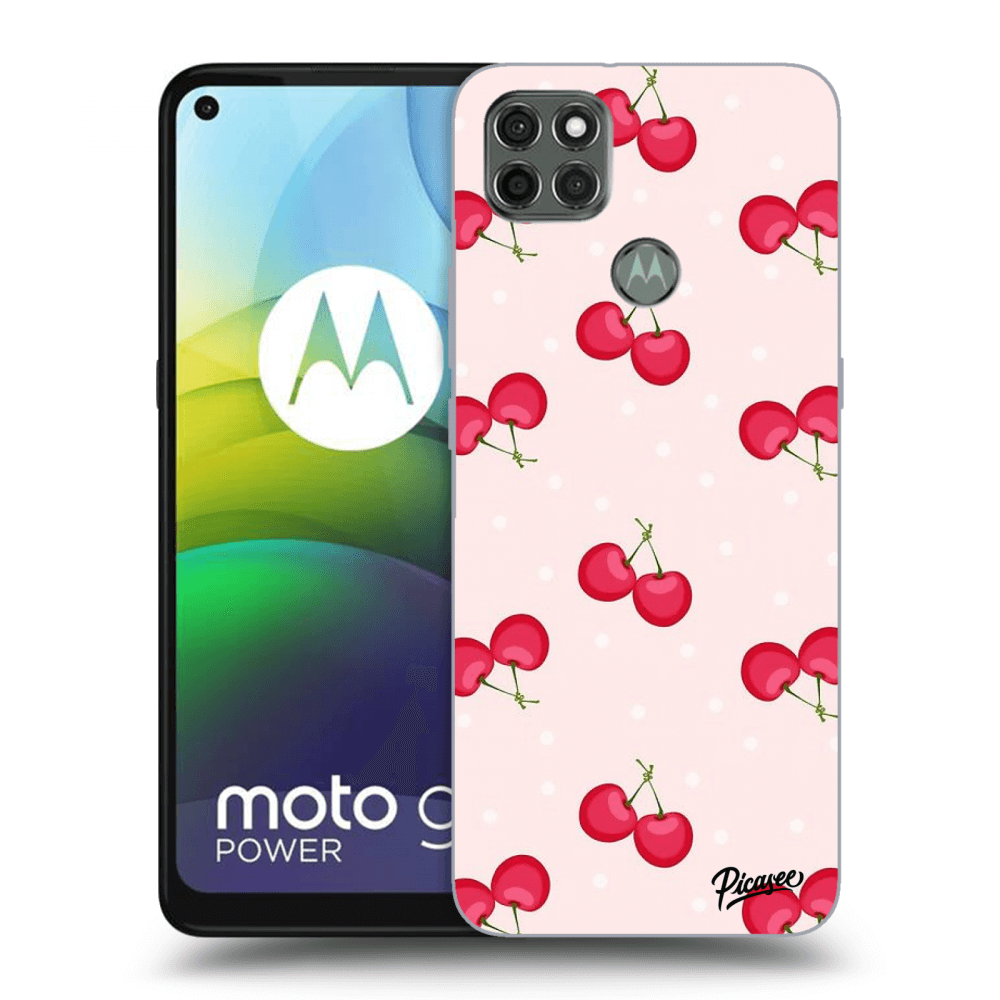 Picasee silikonowe czarne etui na Motorola Moto G9 Power - Cherries