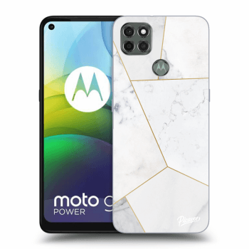 Picasee silikonowe czarne etui na Motorola Moto G9 Power - White tile