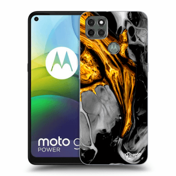 Picasee silikonowe czarne etui na Motorola Moto G9 Power - Black Gold