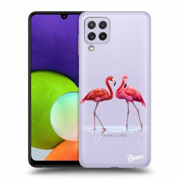 Picasee silikonowe przeźroczyste etui na Samsung Galaxy A22 A225F 4G - Flamingos couple