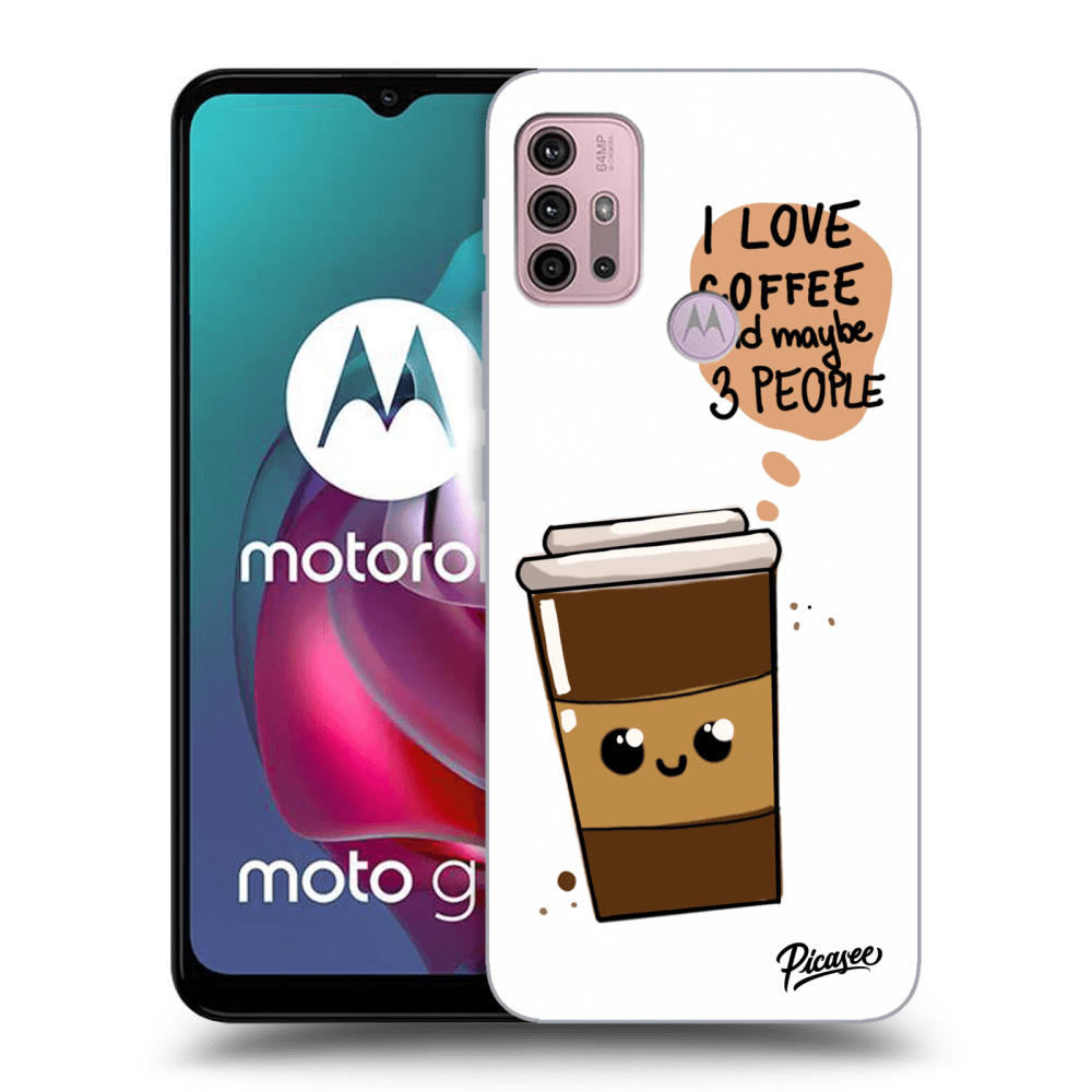 Picasee silikonowe czarne etui na Motorola Moto G30 - Cute coffee