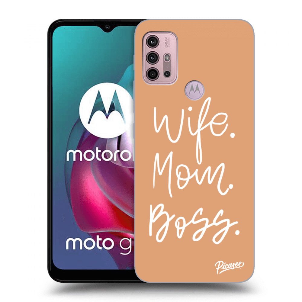 Picasee silikonowe czarne etui na Motorola Moto G30 - Boss Mama