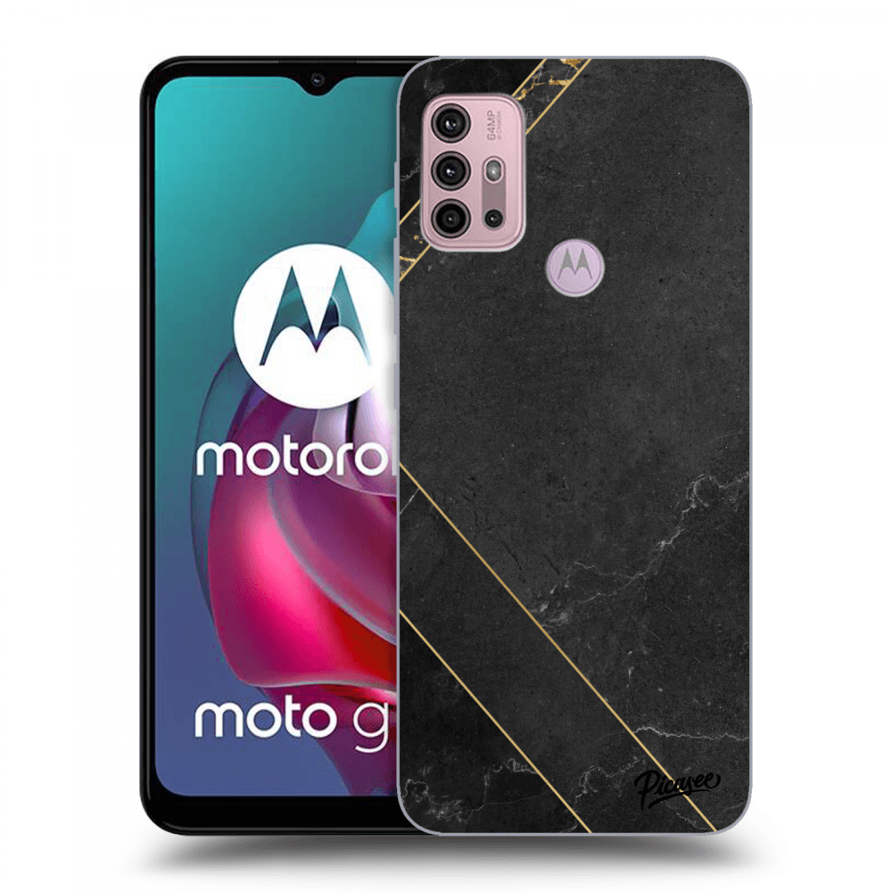 Picasee silikonowe czarne etui na Motorola Moto G30 - Black tile