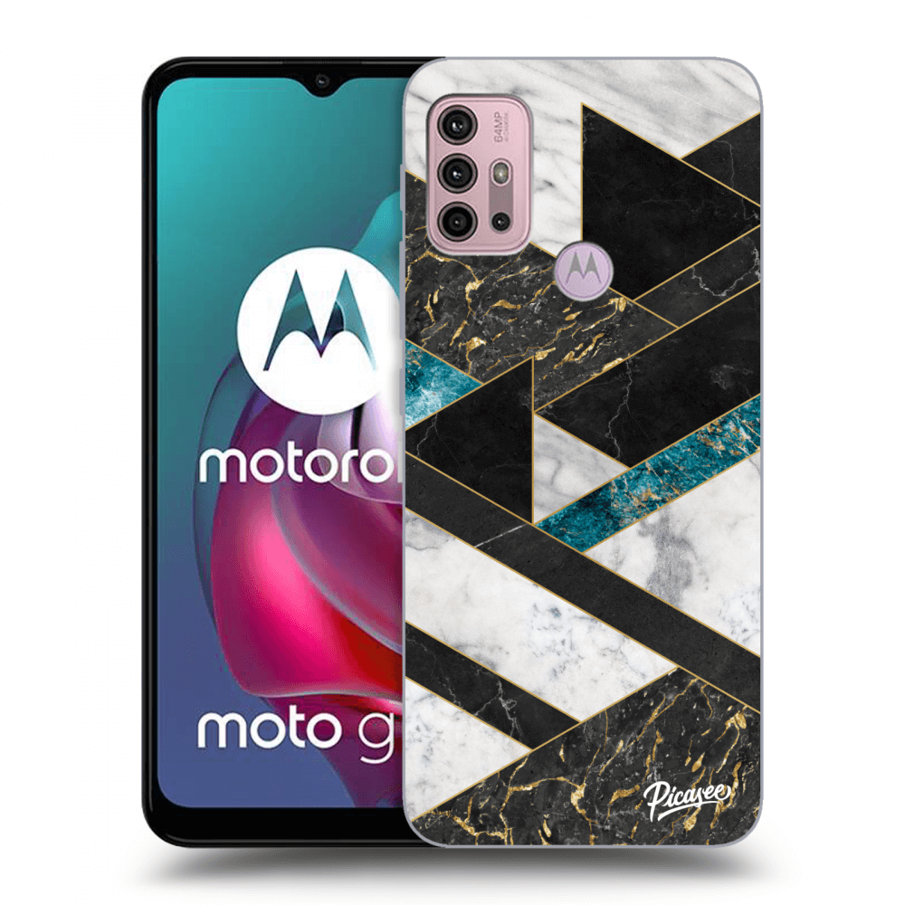 Picasee silikonowe czarne etui na Motorola Moto G30 - Dark geometry
