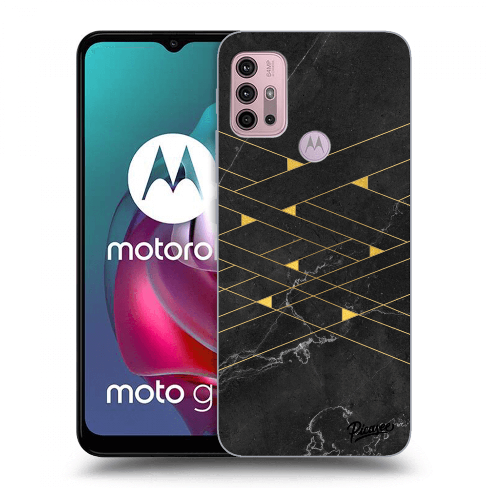Picasee silikonowe czarne etui na Motorola Moto G30 - Gold Minimal