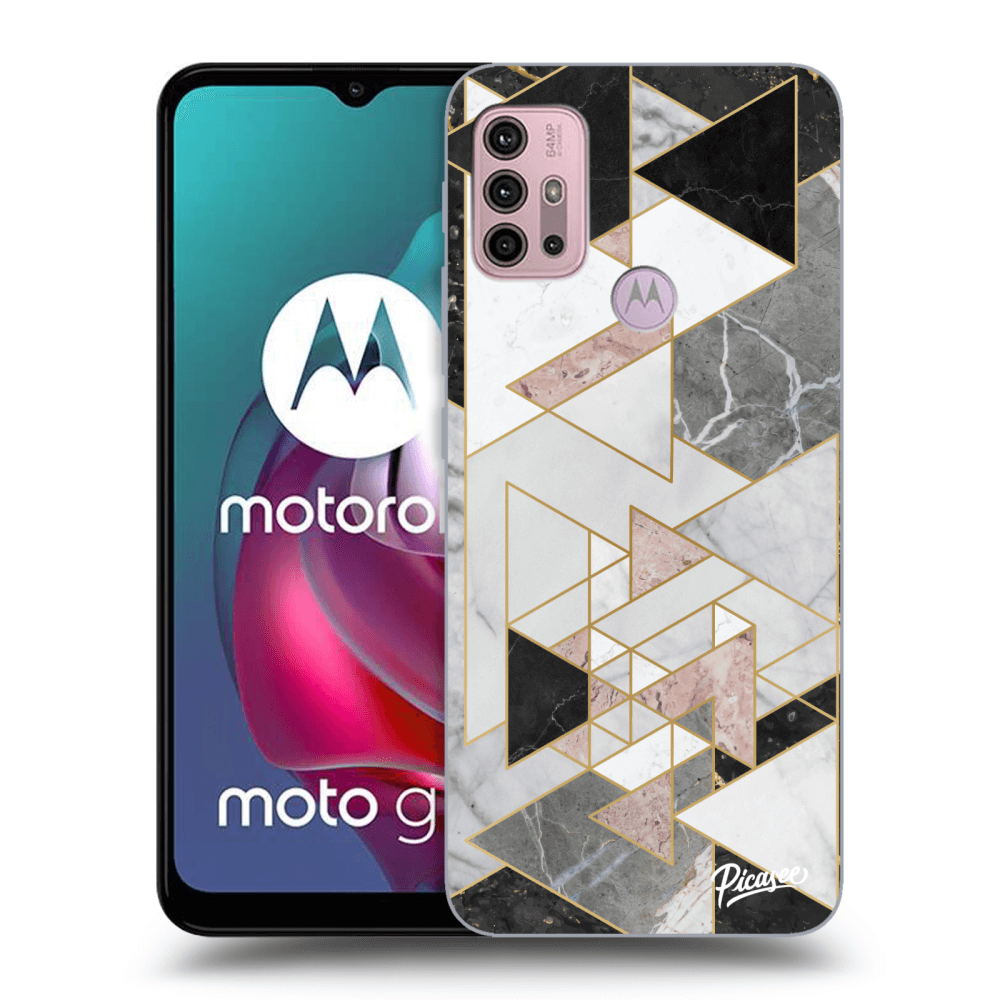 Picasee silikonowe czarne etui na Motorola Moto G30 - Light geometry