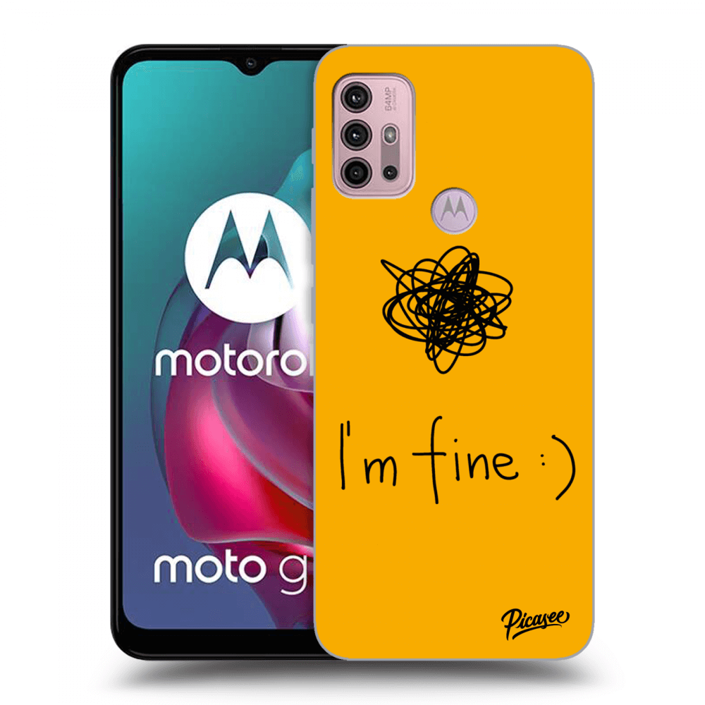 Picasee silikonowe czarne etui na Motorola Moto G30 - I am fine