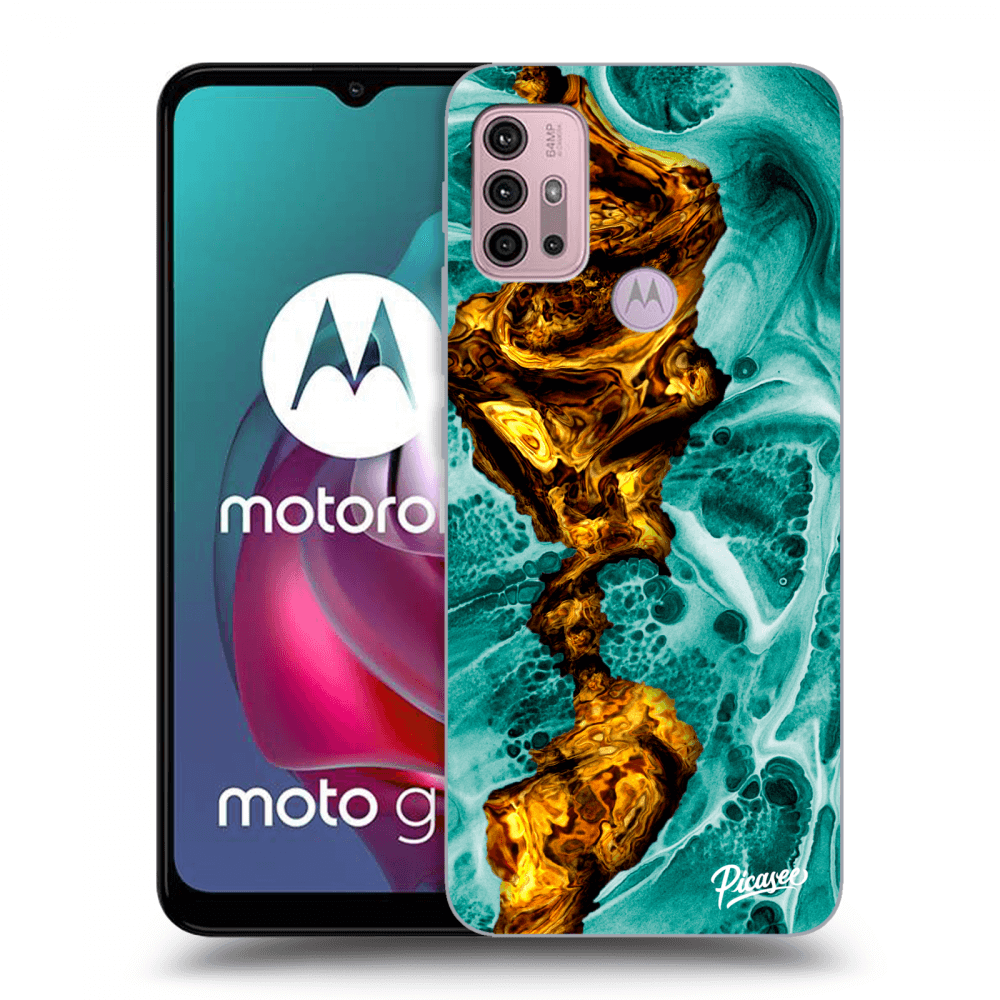 Picasee silikonowe czarne etui na Motorola Moto G30 - Goldsky