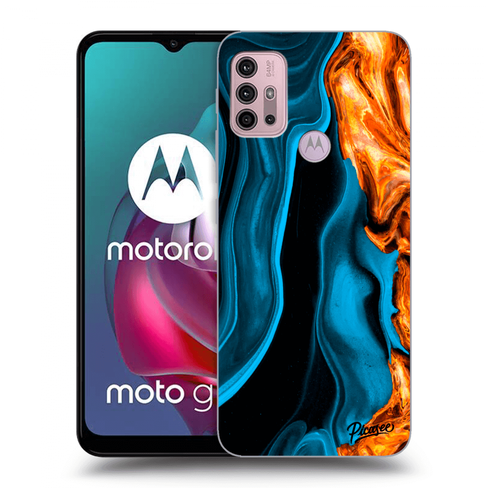 Picasee silikonowe czarne etui na Motorola Moto G30 - Gold blue