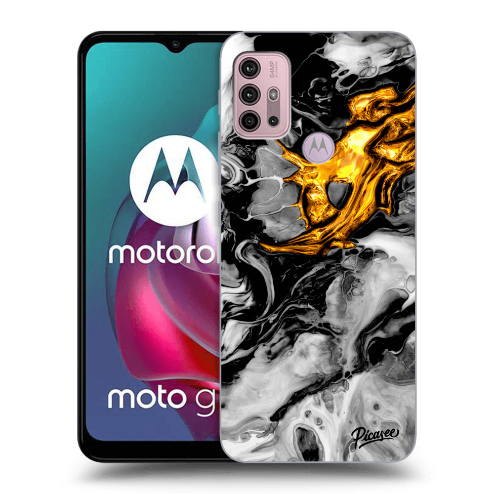 Picasee silikonowe czarne etui na Motorola Moto G30 - Black Gold 2