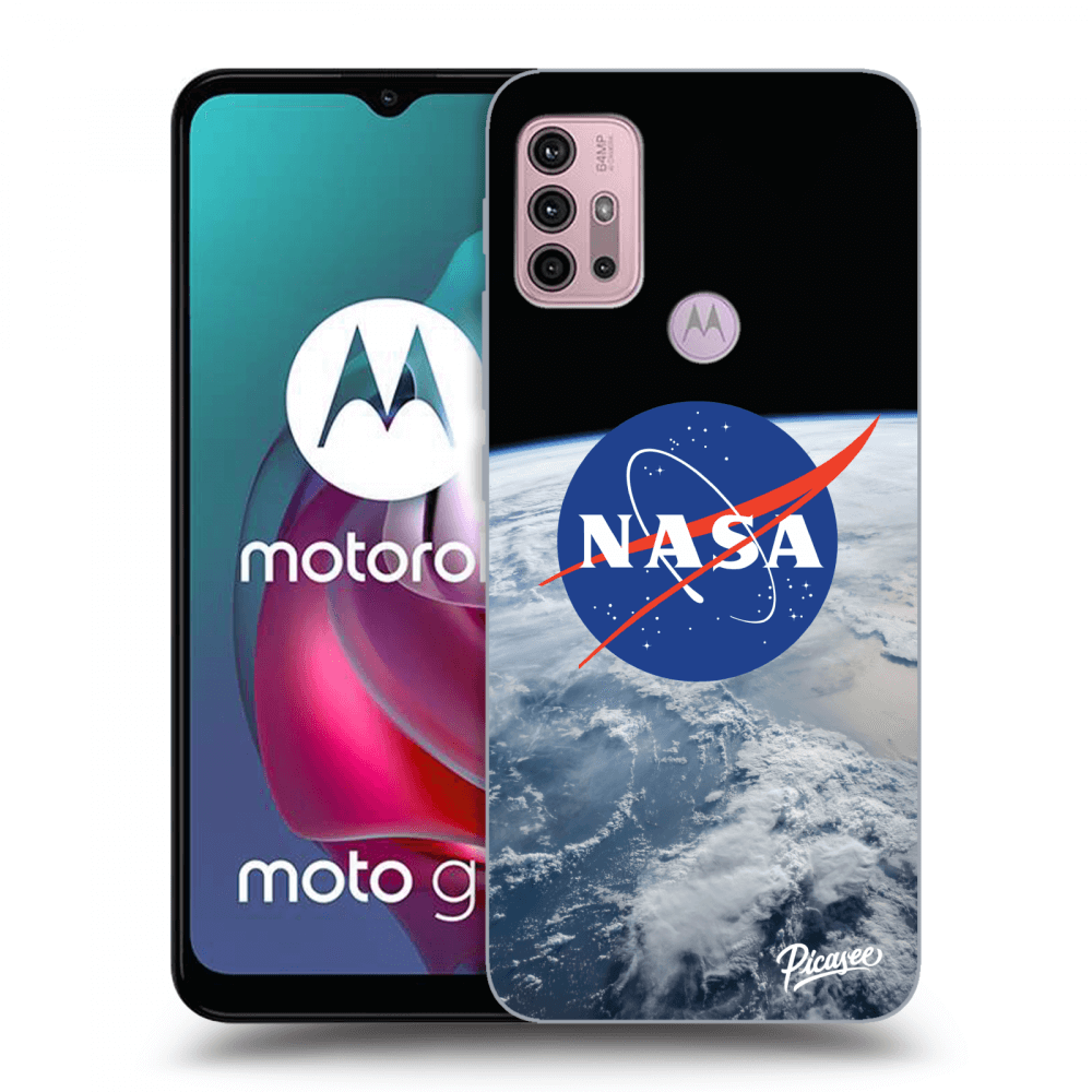 Picasee silikonowe czarne etui na Motorola Moto G30 - Nasa Earth