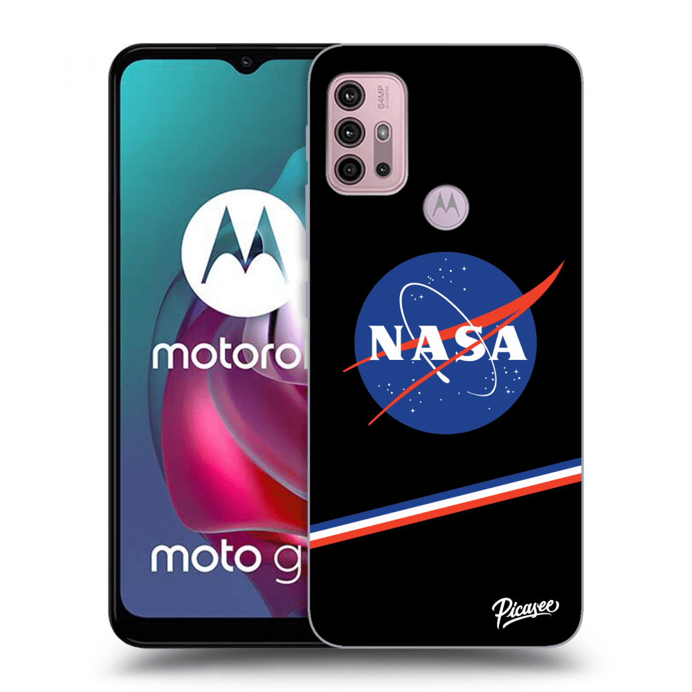 Picasee silikonowe czarne etui na Motorola Moto G30 - NASA Original
