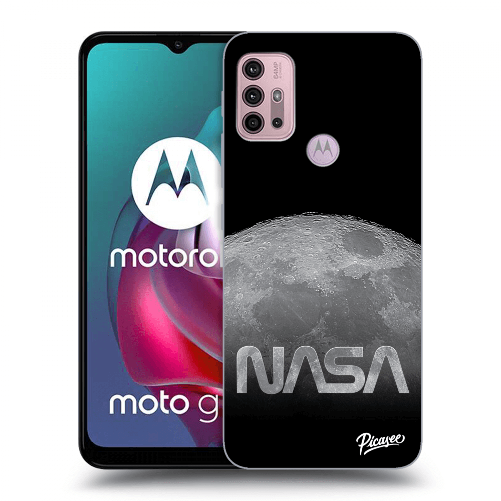 Picasee silikonowe czarne etui na Motorola Moto G30 - Moon Cut