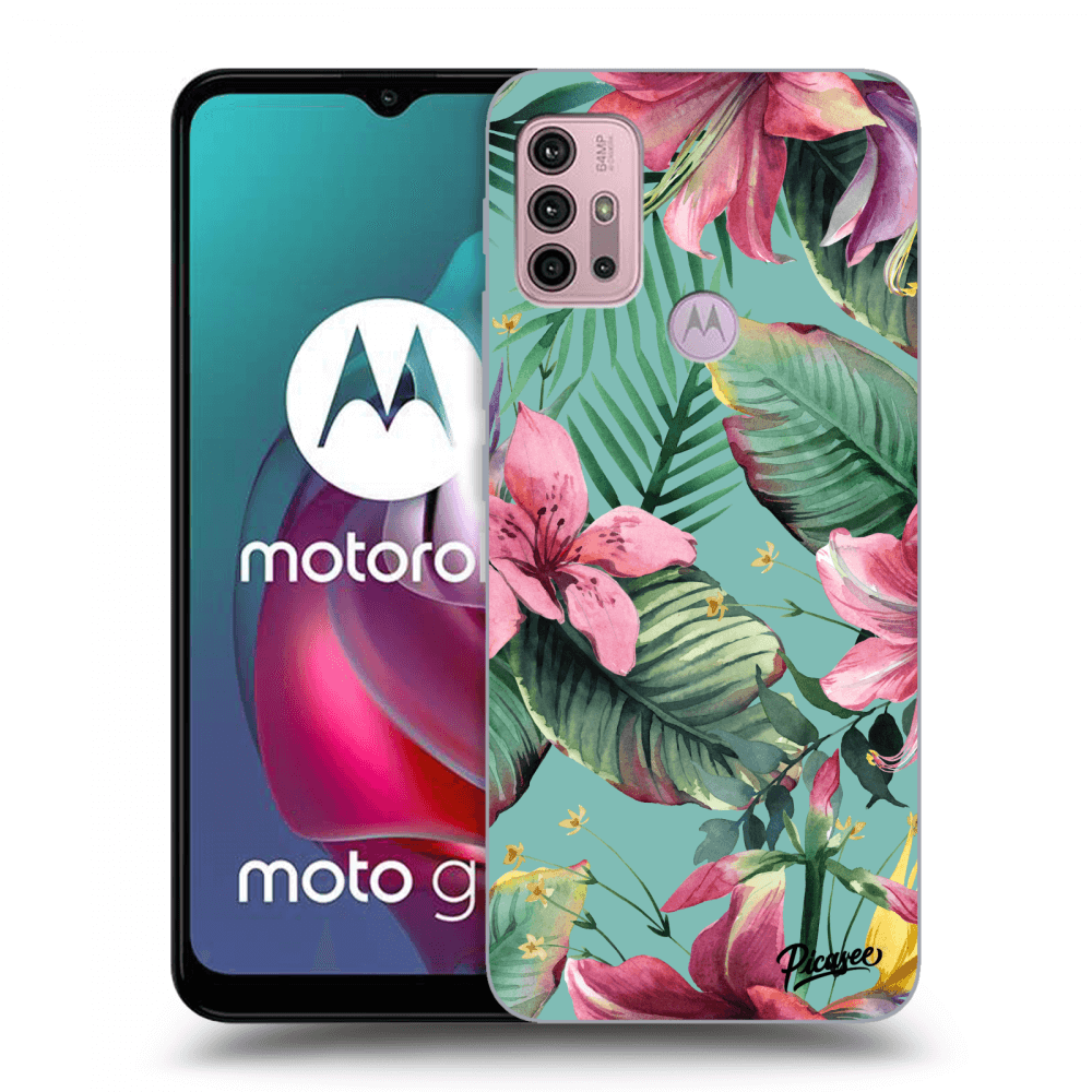Picasee silikonowe czarne etui na Motorola Moto G30 - Hawaii