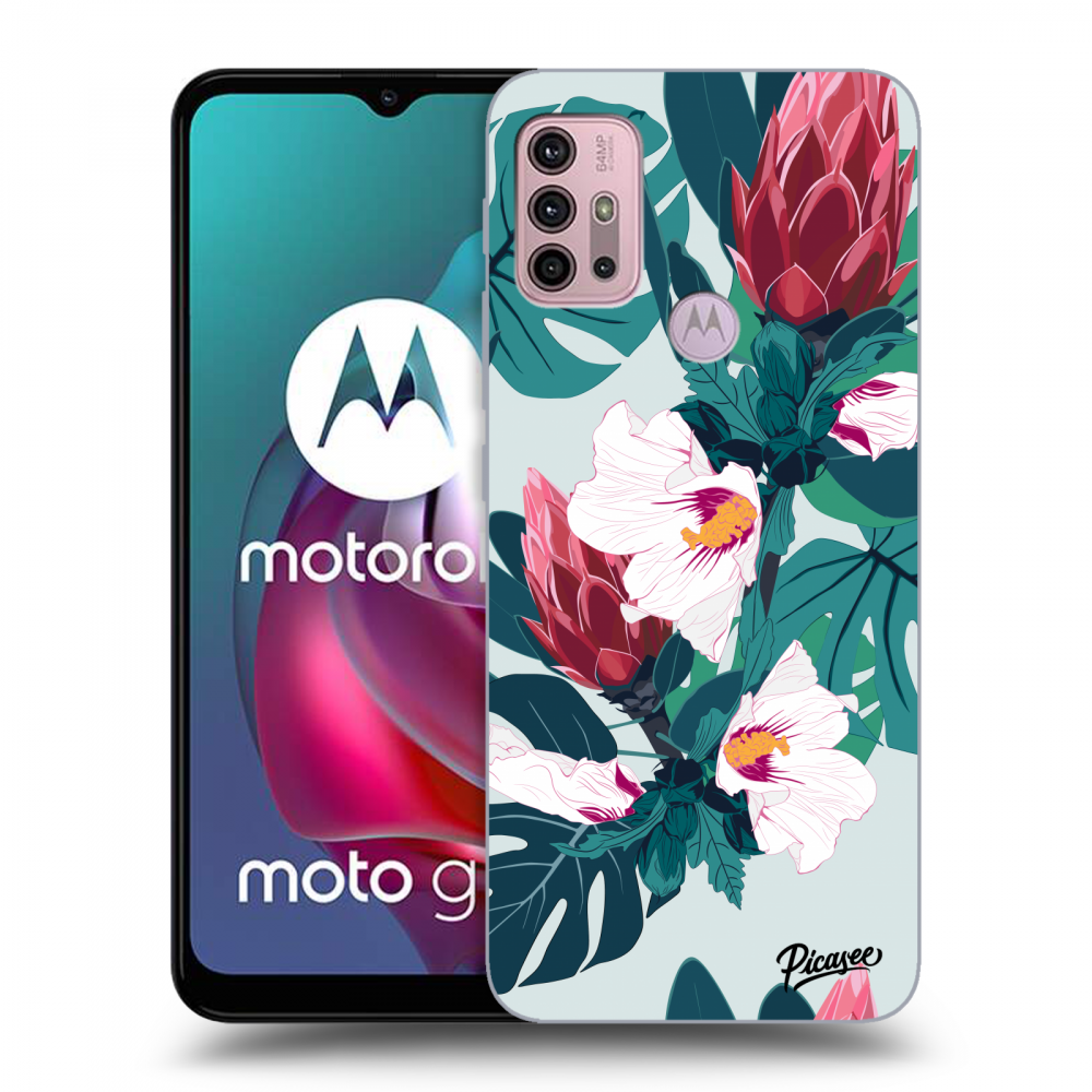 Picasee silikonowe czarne etui na Motorola Moto G30 - Rhododendron