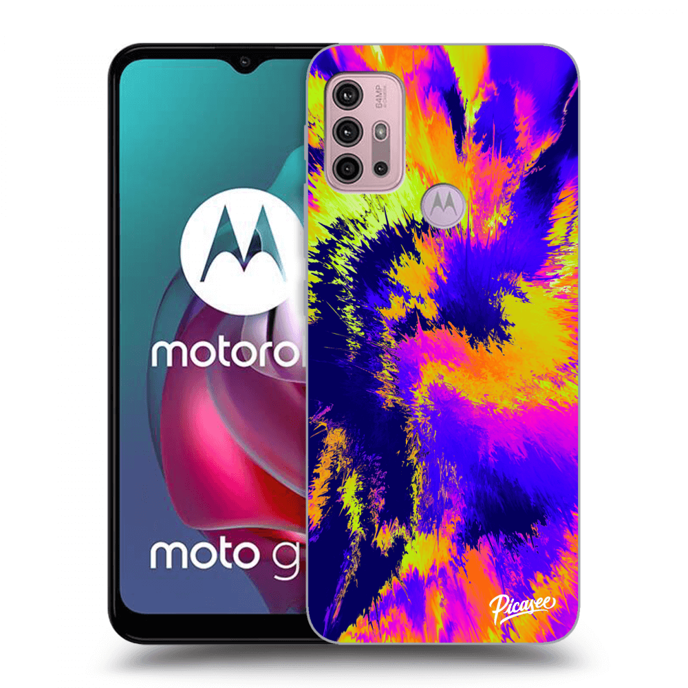 Picasee silikonowe czarne etui na Motorola Moto G30 - Burn