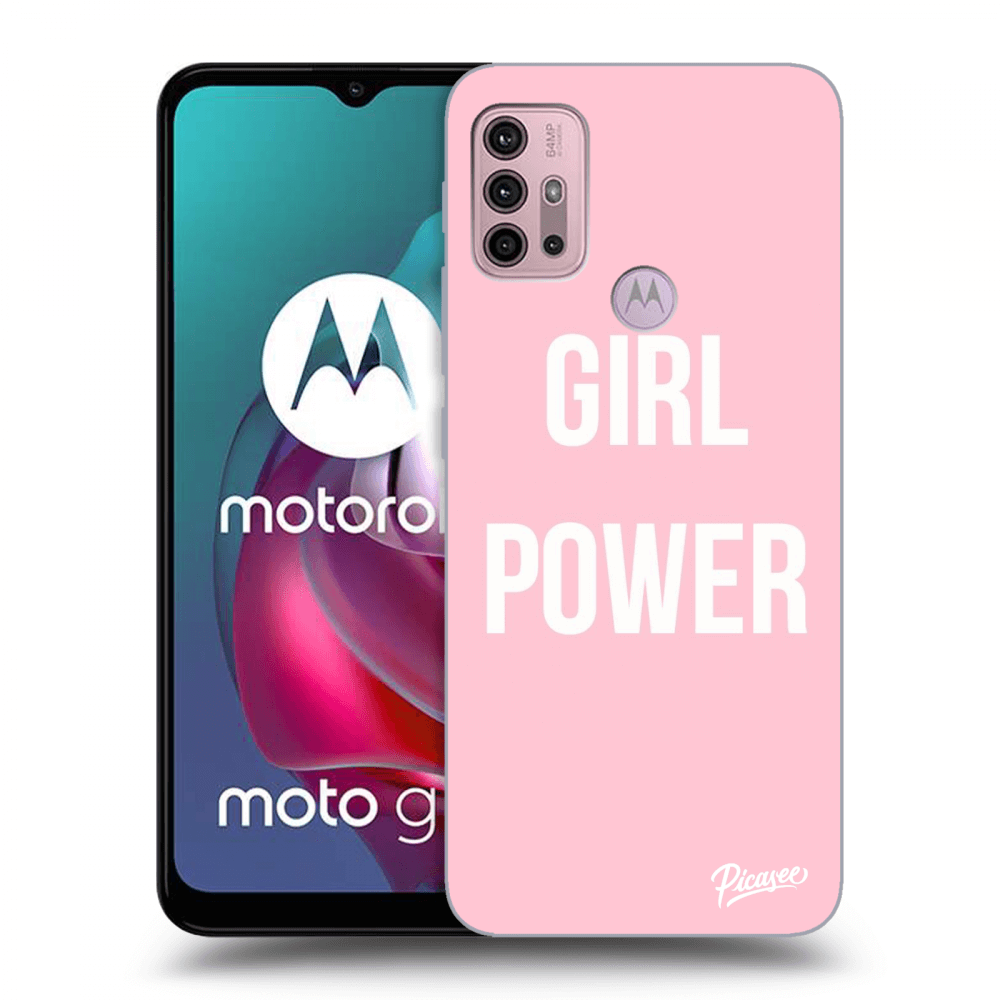 Picasee silikonowe czarne etui na Motorola Moto G30 - Girl power