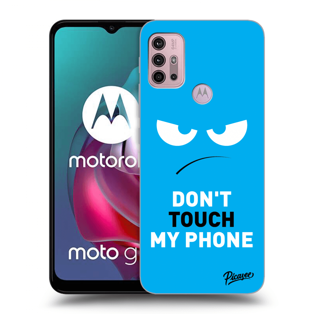 Picasee silikonowe czarne etui na Motorola Moto G30 - Angry Eyes - Blue