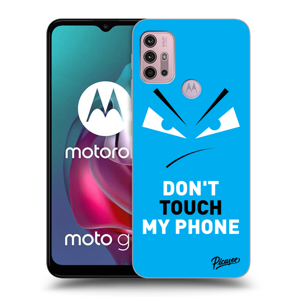 Picasee silikonowe czarne etui na Motorola Moto G30 - Evil Eye - Blue