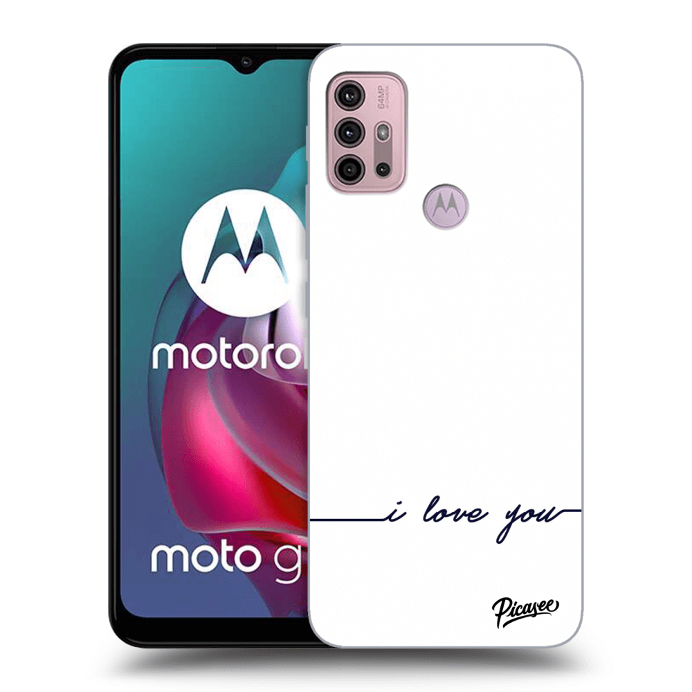 Picasee silikonowe czarne etui na Motorola Moto G30 - I love you