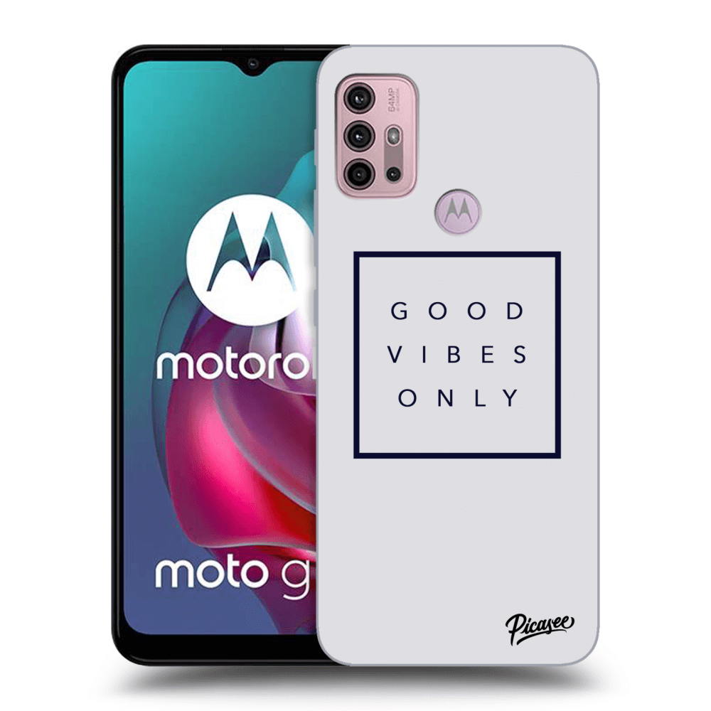 Picasee silikonowe czarne etui na Motorola Moto G30 - Good vibes only