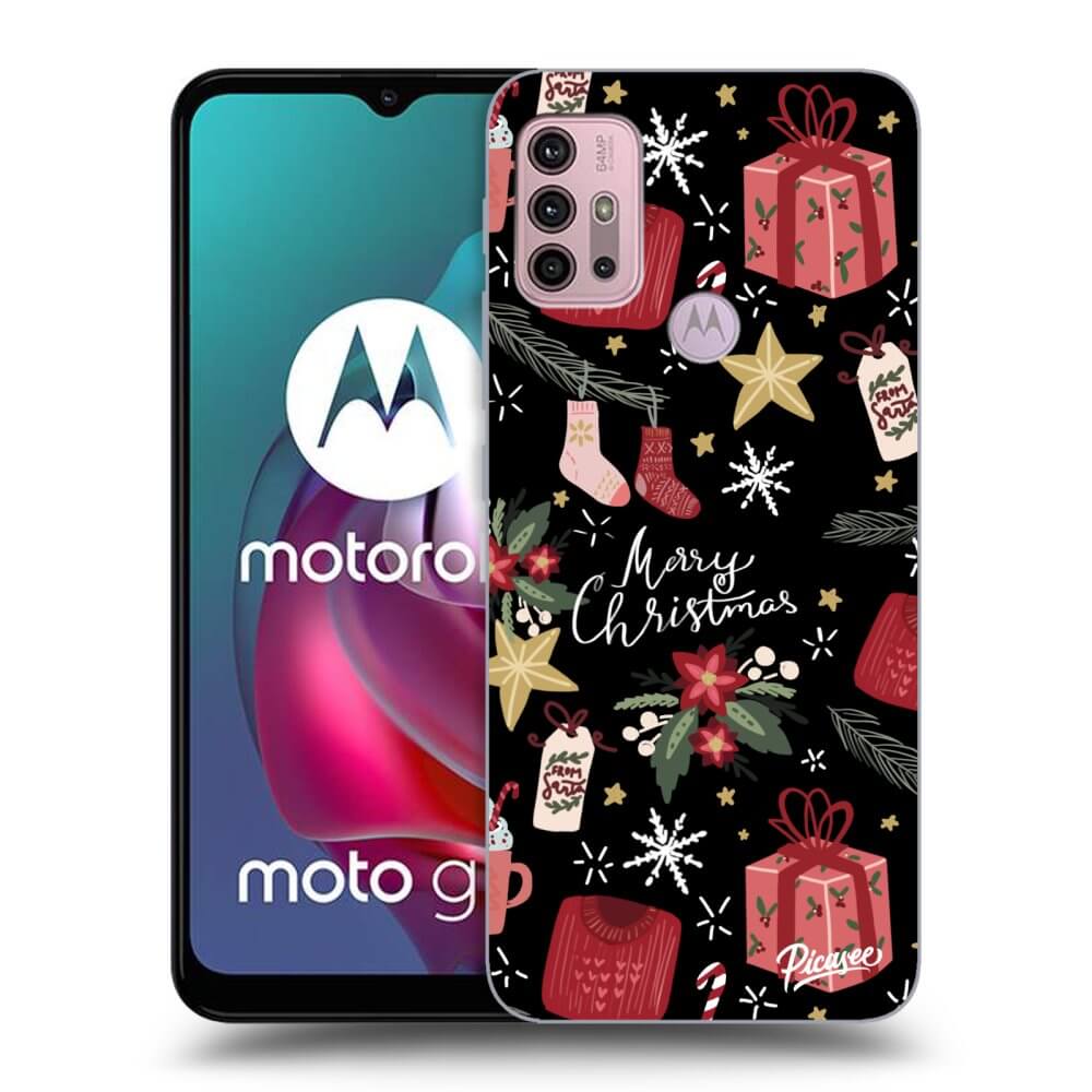 Picasee silikonowe czarne etui na Motorola Moto G30 - Christmas