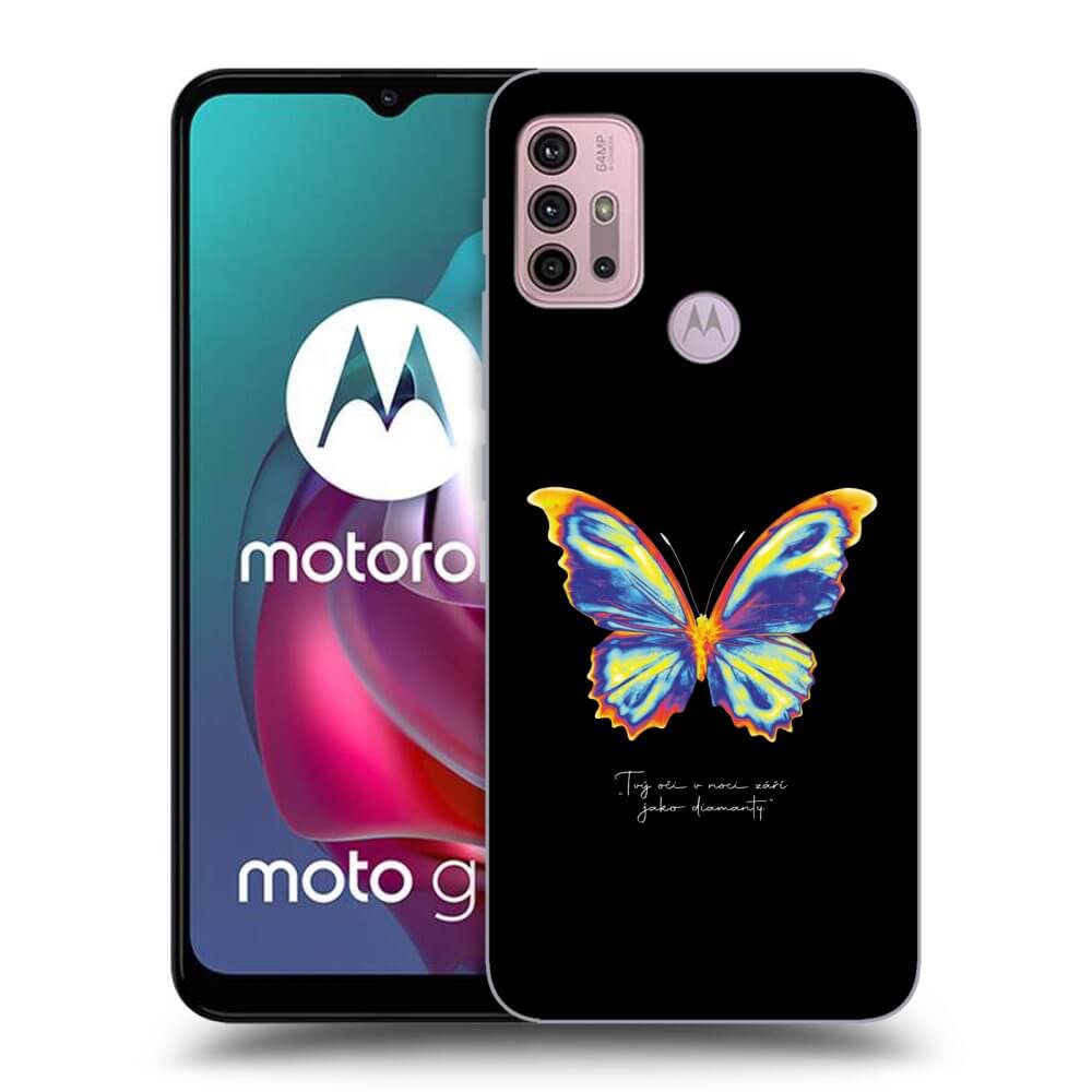 Picasee silikonowe czarne etui na Motorola Moto G30 - Diamanty Black