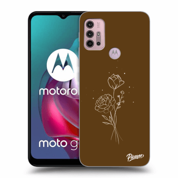 Picasee silikonowe czarne etui na Motorola Moto G30 - Brown flowers