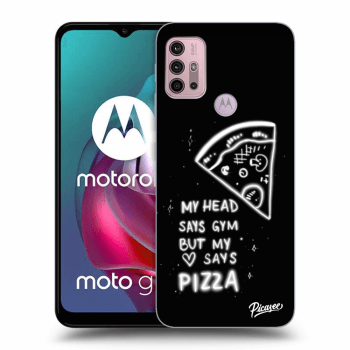 Picasee silikonowe czarne etui na Motorola Moto G30 - Pizza