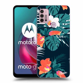 Picasee silikonowe czarne etui na Motorola Moto G30 - Monstera Color