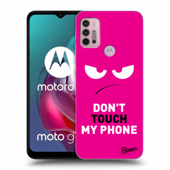 Picasee silikonowe czarne etui na Motorola Moto G30 - Angry Eyes - Pink