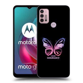 Picasee silikonowe czarne etui na Motorola Moto G30 - Diamanty Purple