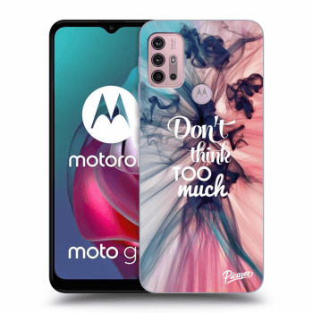 Picasee silikonowe czarne etui na Motorola Moto G30 - Don't think TOO much