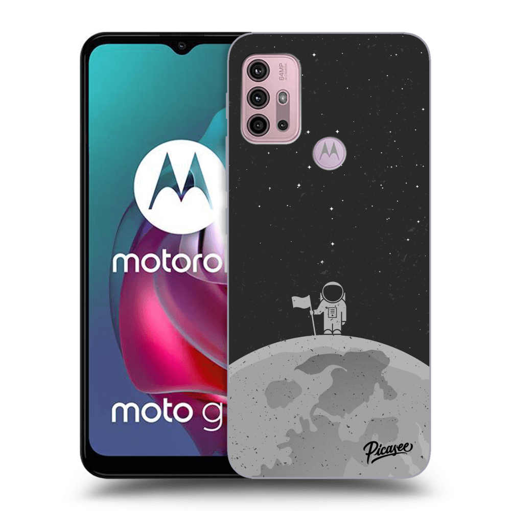 Picasee silikonowe czarne etui na Motorola Moto G30 - Astronaut
