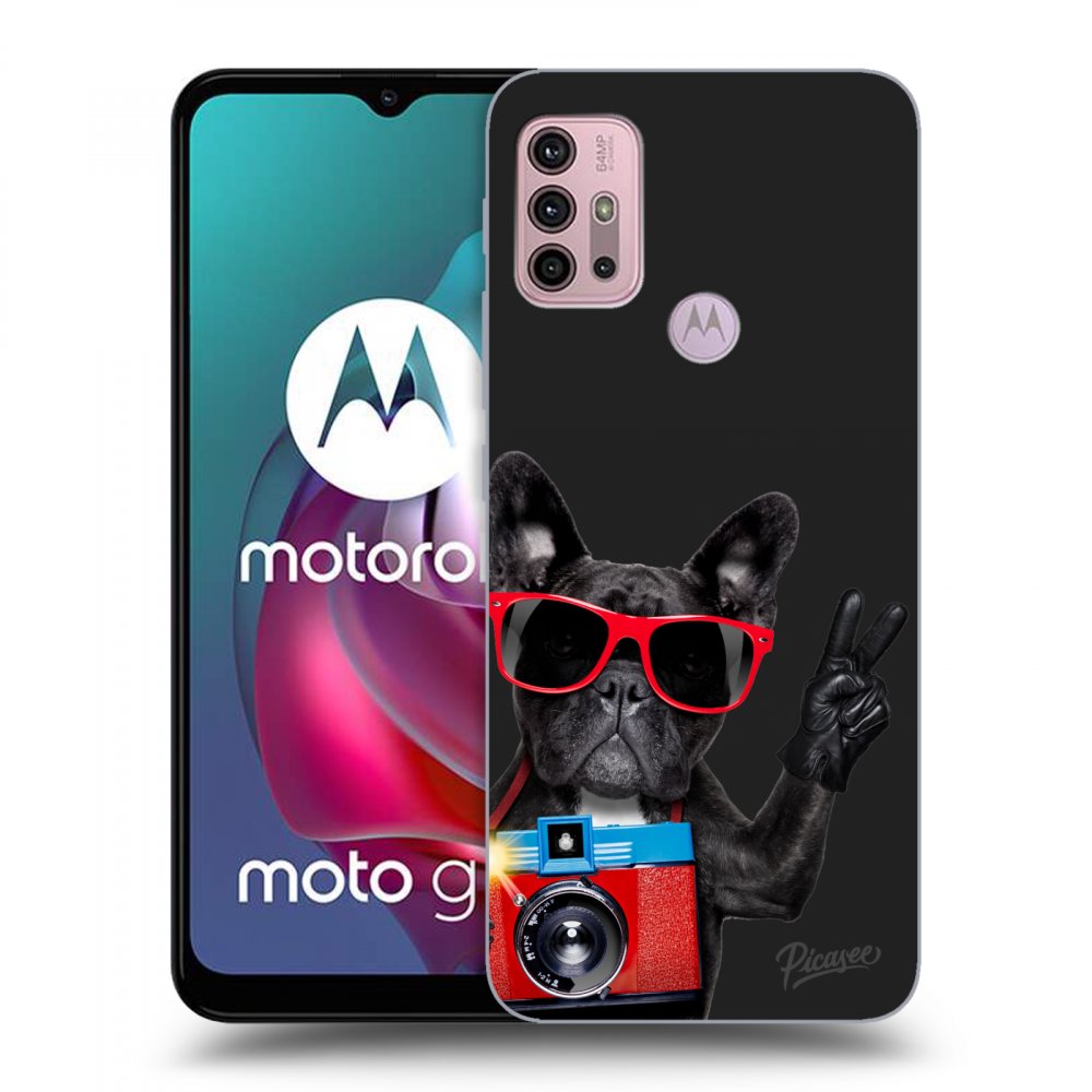 Picasee silikonowe czarne etui na Motorola Moto G30 - French Bulldog